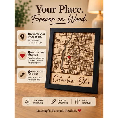 Personalized Wooden City Map