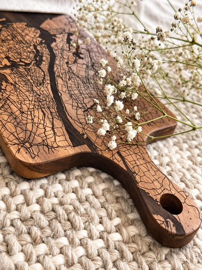 Personalized Map Cutting Board – Custom Engraved Location Gift