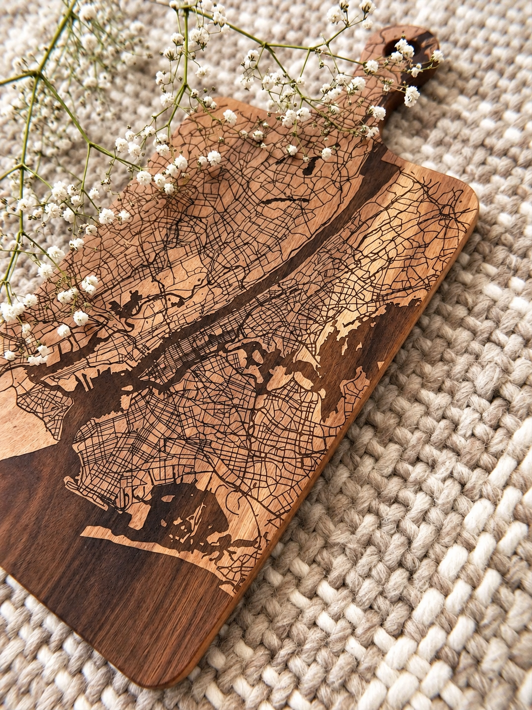 Personalized Map Cutting Board – Custom Engraved Location Gift