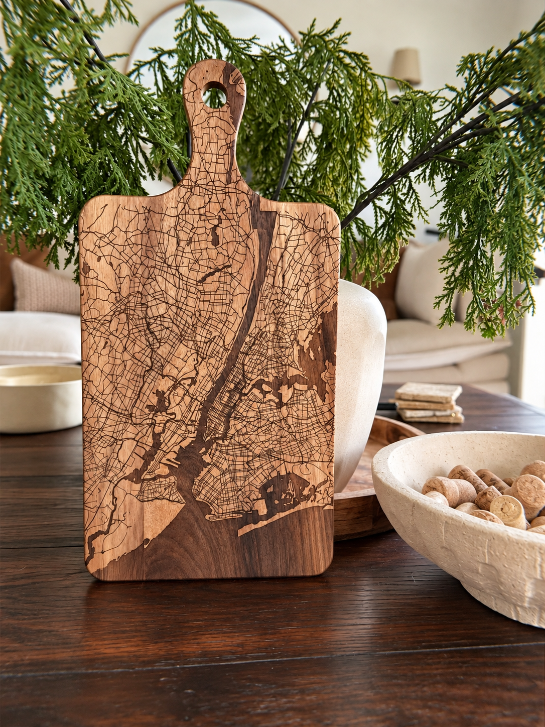 Personalized Map Cutting Board – Custom Engraved Location Gift