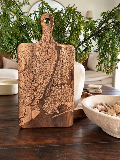 Personalized Map Cutting Board – Custom Engraved Location Gift