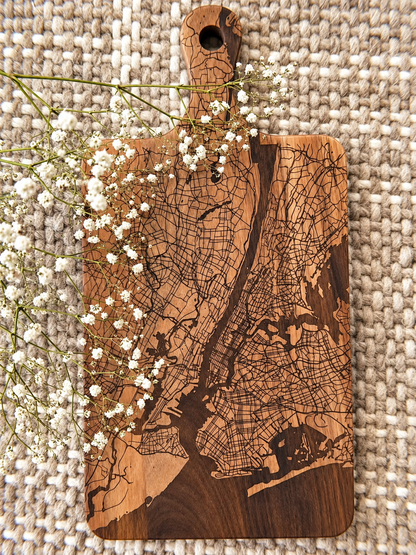 Personalized Map Cutting Board – Custom Engraved Location Gift
